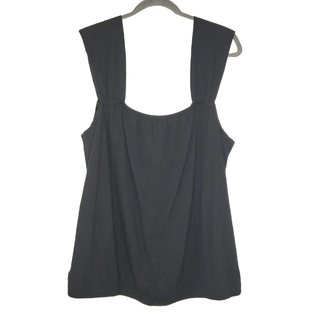 Lane Bryant Tank Top Wmns 26/28 Black Sleeveless Seersucker Flowy Stretch Button - Picture 3 of 9